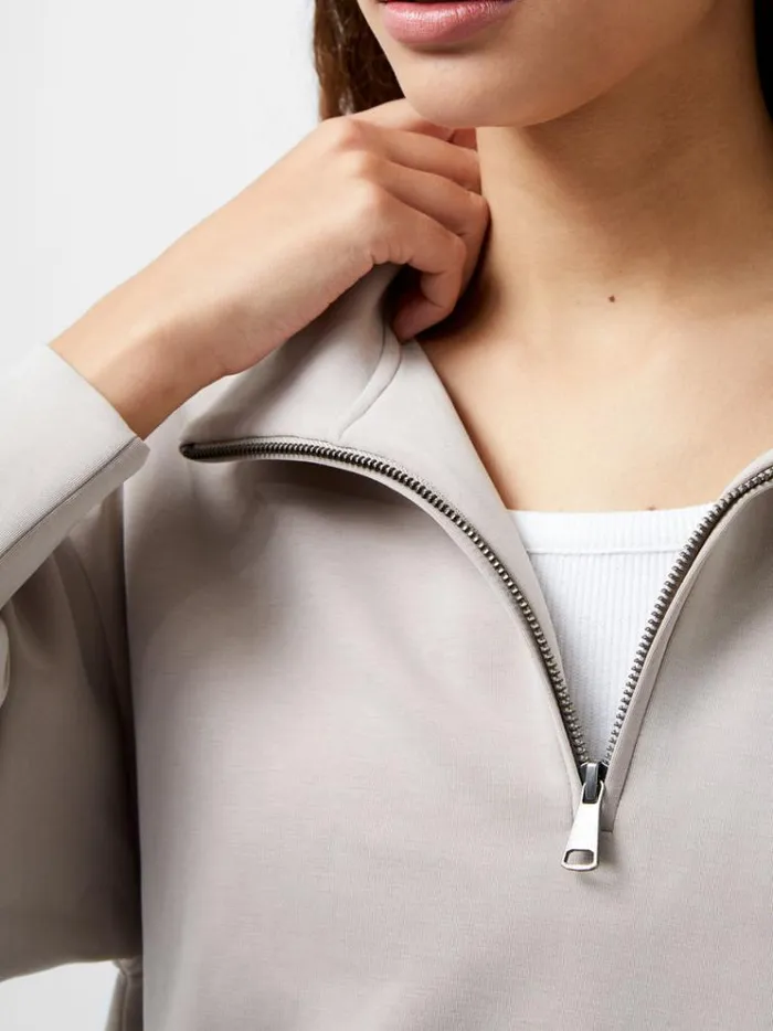 French Connection Jumpers and Cardigans Wren Half Zip Sweater Washed Macchiato 8211 Woman