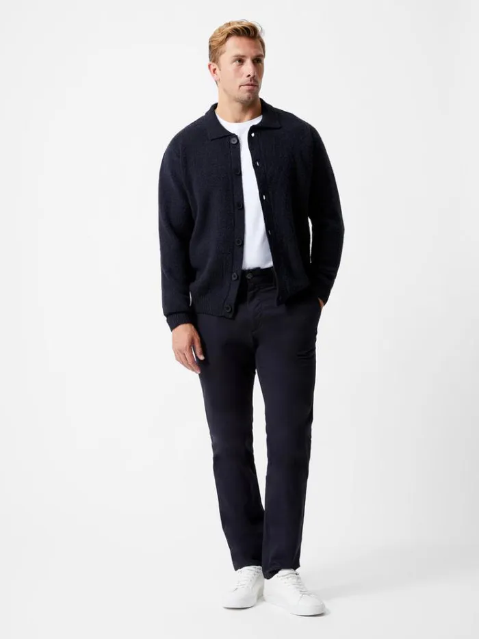 French Connection Knitwear Collared ButtonDown Knit Cardigan Marine 8211 Man