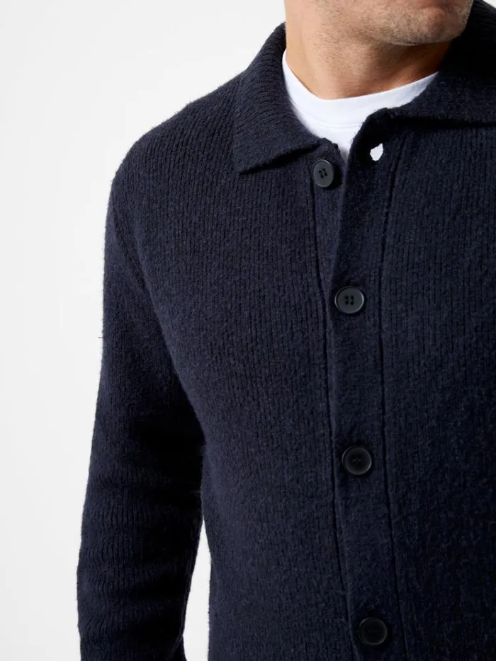 French Connection Knitwear Collared ButtonDown Knit Cardigan Marine 8211 Man