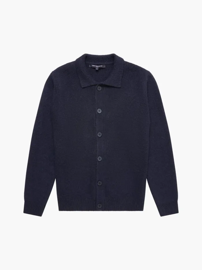 French Connection Knitwear Collared ButtonDown Knit Cardigan Marine 8211 Man