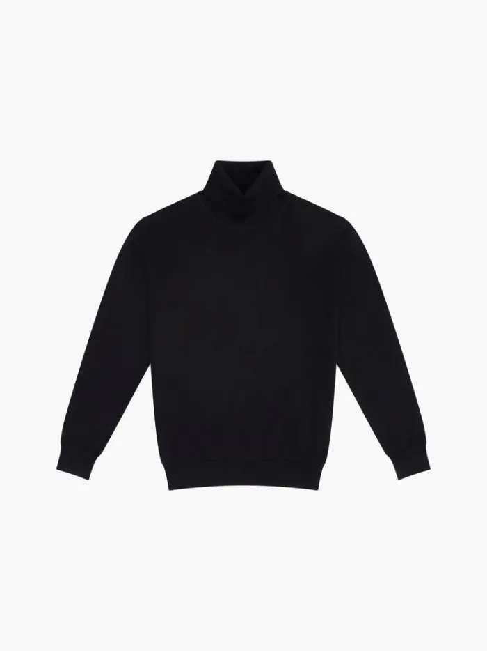 French Connection Knitwear Viscose Blend Turtle Neck Jumper Black 8211 Man