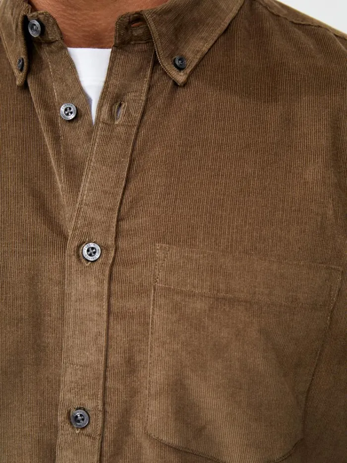 French Connection Shirts Cord Long Sleeve Oxford Shirt Khaki 8211 Man