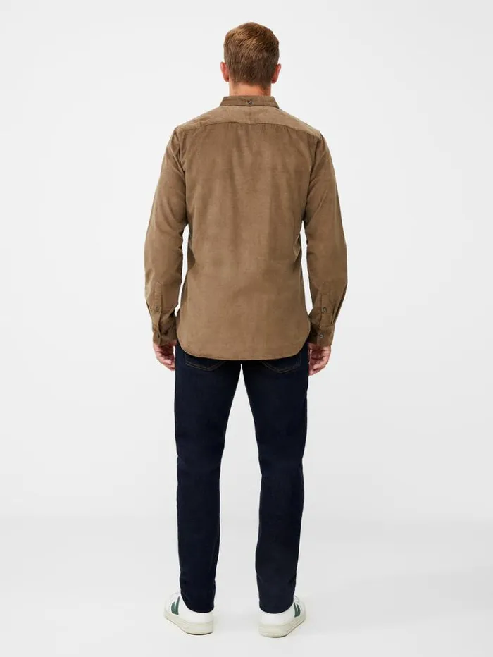 French Connection Shirts Cord Long Sleeve Oxford Shirt Khaki 8211 Man