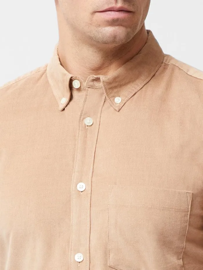 French Connection Shirts Cord Long Sleeve Shirt Camel 8211 Man