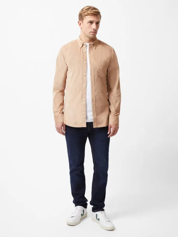 French Connection Shirts Cord Long Sleeve Shirt Camel 8211 Man