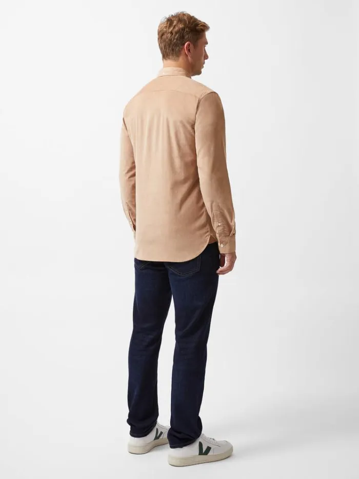 French Connection Shirts Cord Long Sleeve Shirt Camel 8211 Man