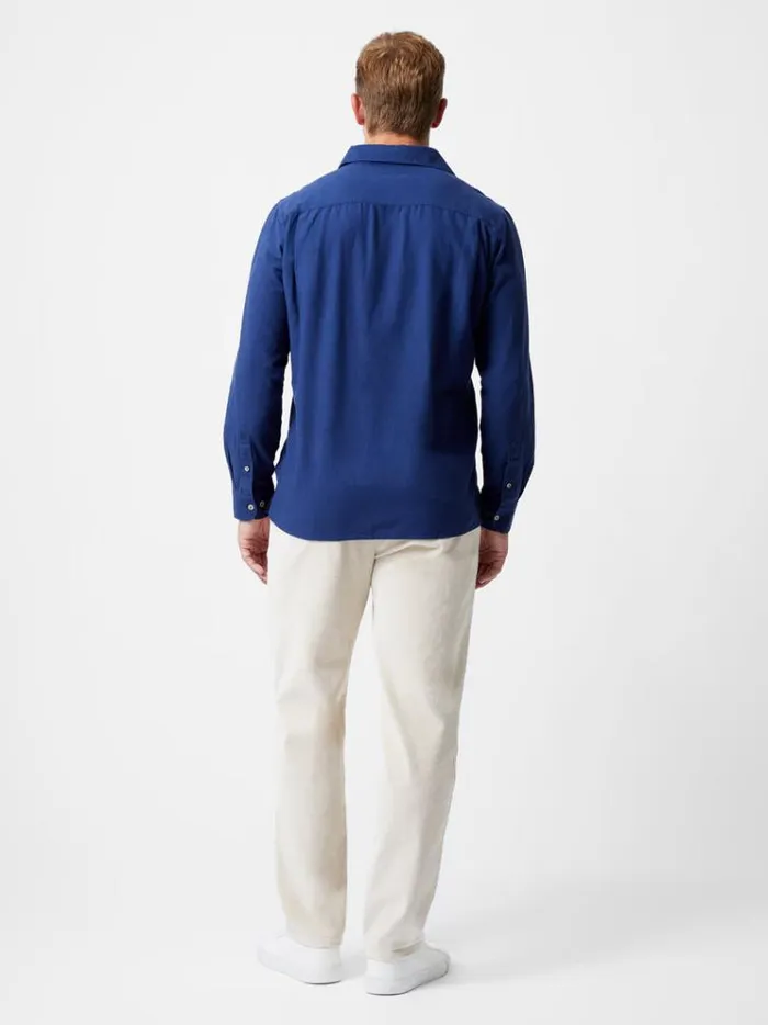 French Connection Shirts Long Sleeve Linen Blend Shirt Navy 8211 Man