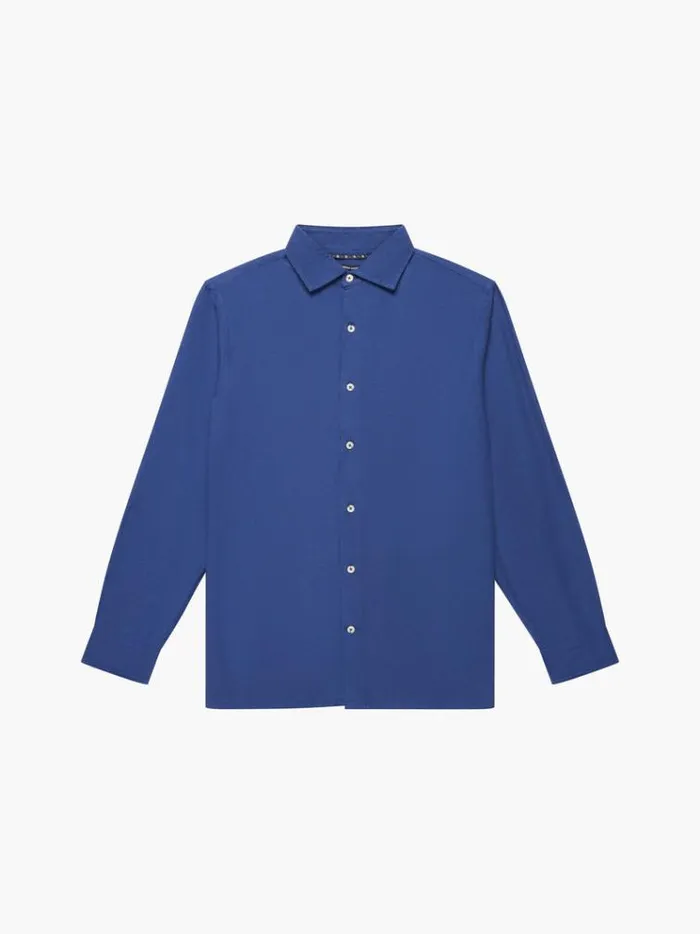 French Connection Shirts Long Sleeve Linen Blend Shirt Navy 8211 Man