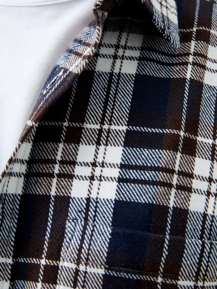 French Connection Shirts Unbrushed Flannel Check Shirt Navy Check 8211 Man