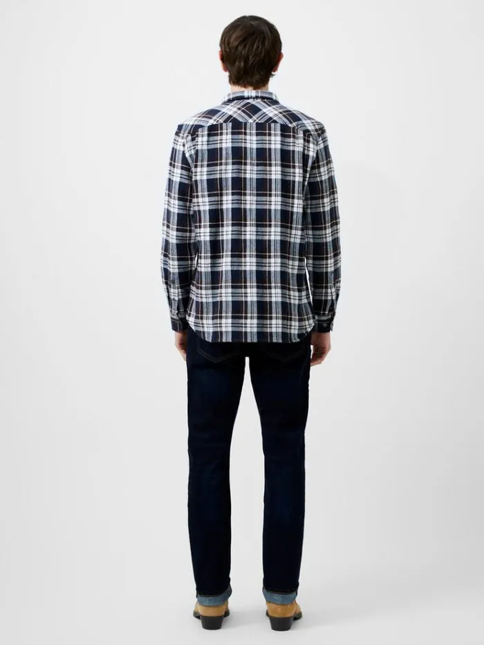 French Connection Shirts Unbrushed Flannel Check Shirt Navy Check 8211 Man