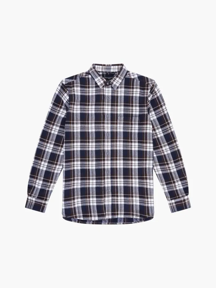 French Connection Shirts Unbrushed Flannel Check Shirt Navy Check 8211 Man
