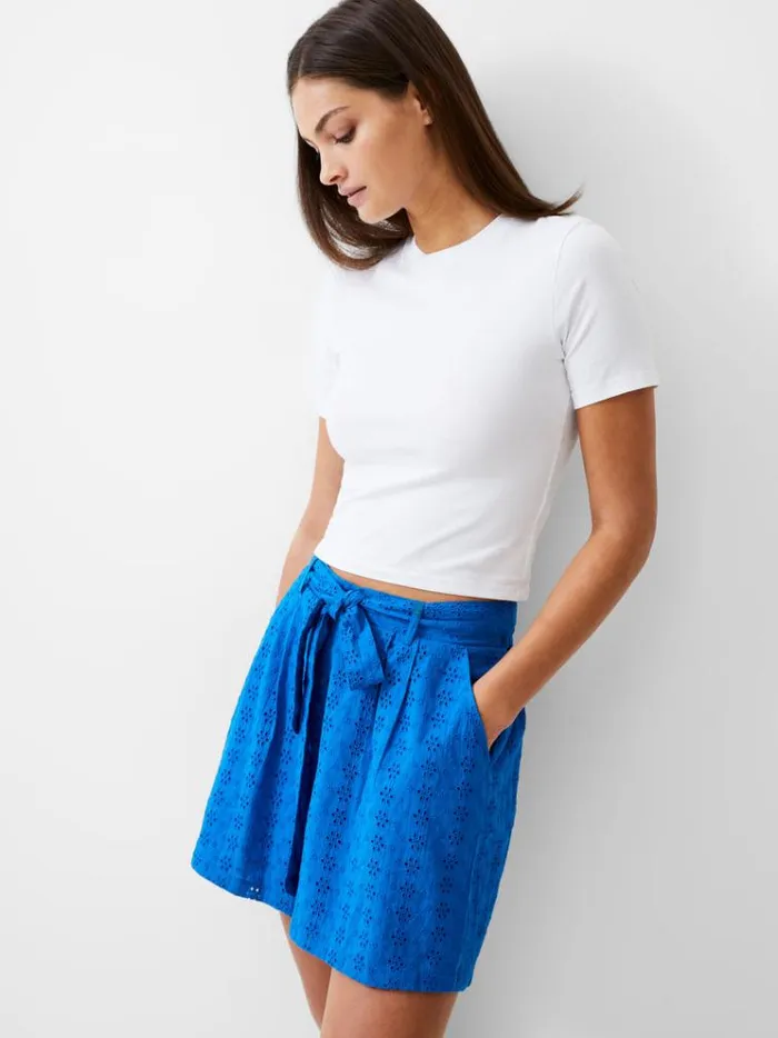 French Connection Skirts and Shorts Broderie Tie Shorts Bright Blue 8211 Woman