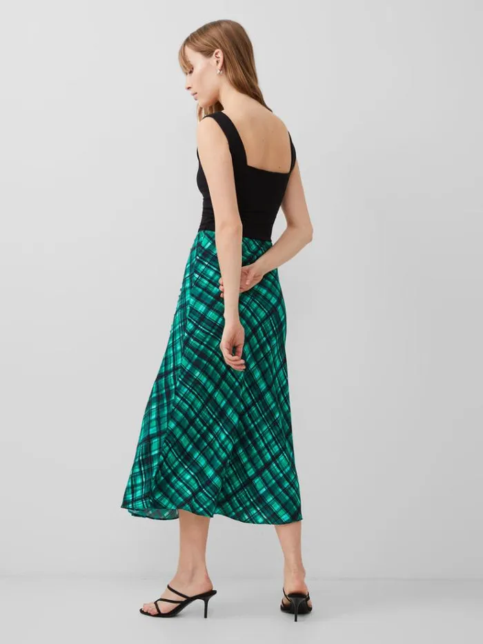 French Connection Skirts and Shorts Dani Eco Check Delphine Midi Skirt Jelly Beanforest 8211 Woman