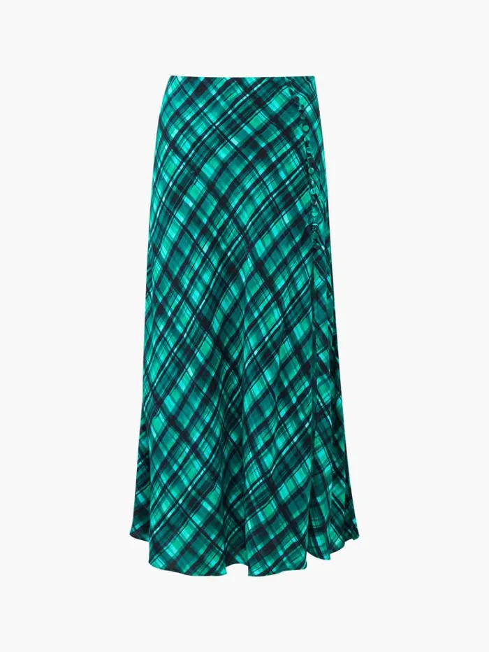 French Connection Skirts and Shorts Dani Eco Check Delphine Midi Skirt Jelly Beanforest 8211 Woman