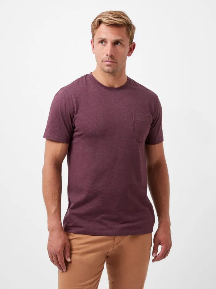 French Connection TShirts and Polo Shirts Organic Pocket TShirt Burgandy Mel 8211 Man French Connection TShirts and Polo Shirts Organic Pocket TShirt Burgandy Mel 8211 Man