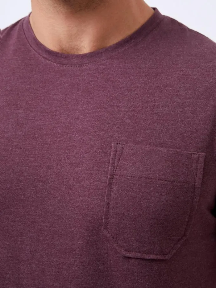 French Connection TShirts and Polo Shirts Organic Pocket TShirt Burgandy Mel 8211 Man