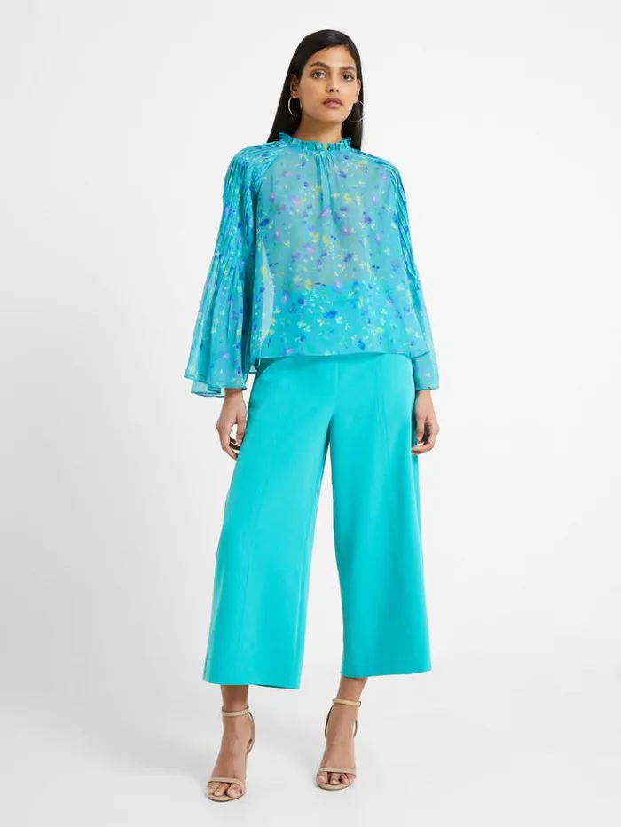 French Connection Tops Aden Recycled Hallie Pleat Crinkle Top Jaded Teal 8211 Woman