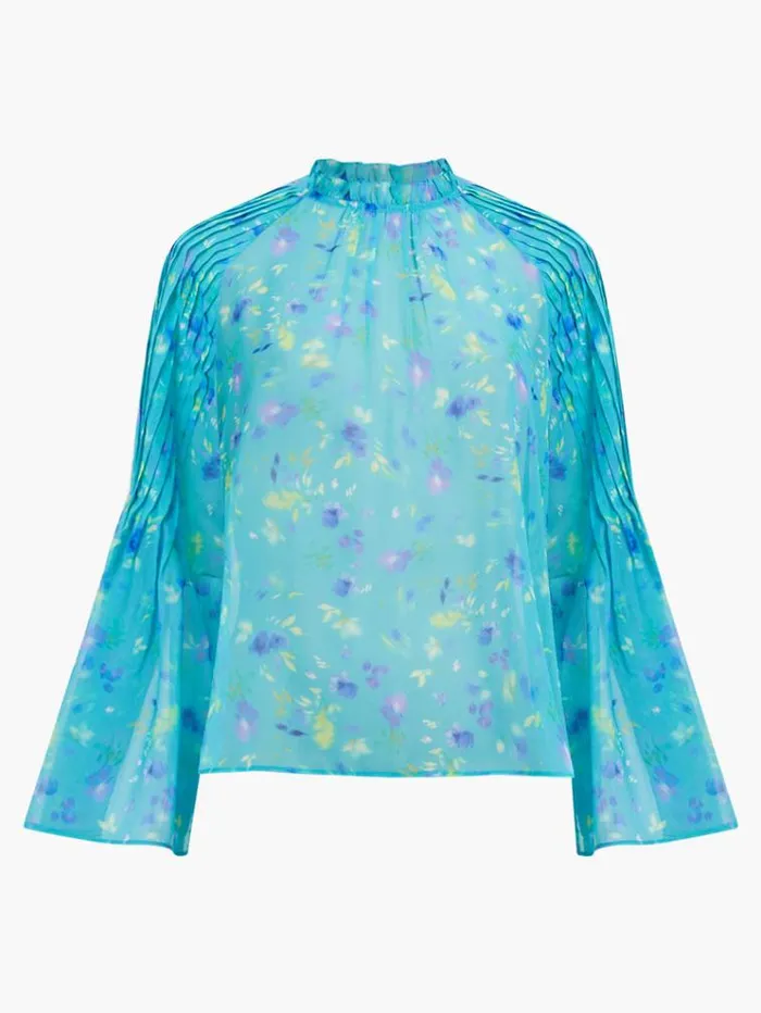 French Connection Tops Aden Recycled Hallie Pleat Crinkle Top Jaded Teal 8211 Woman