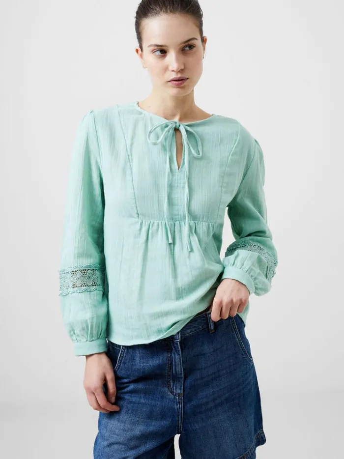 French Connection Tops Boho Cheesecloth Long Sleeve Top Mint 8211 Woman