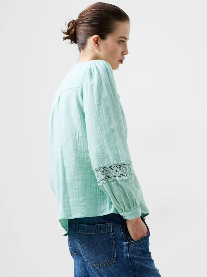 French Connection Tops Boho Cheesecloth Long Sleeve Top Mint 8211 Woman
