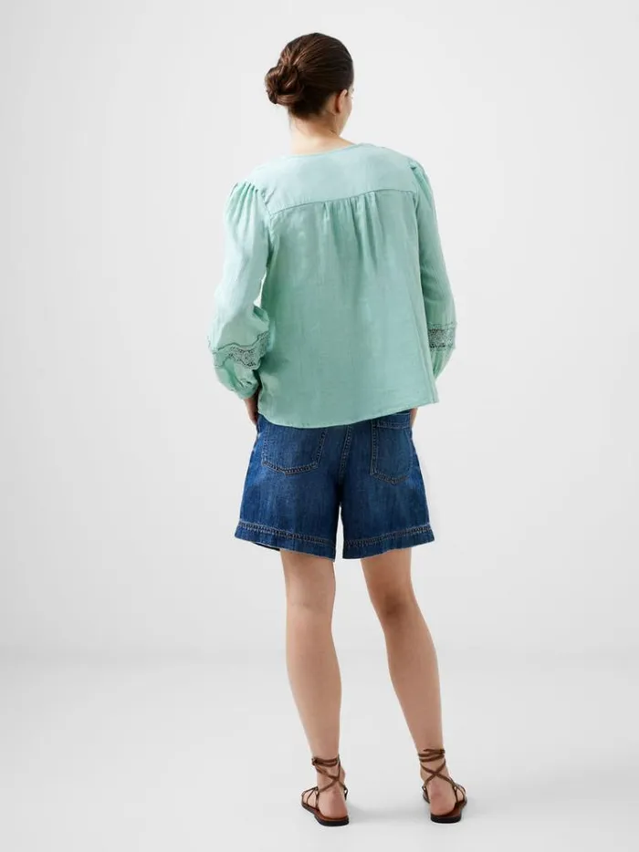 French Connection Tops Boho Cheesecloth Long Sleeve Top Mint 8211 Woman
