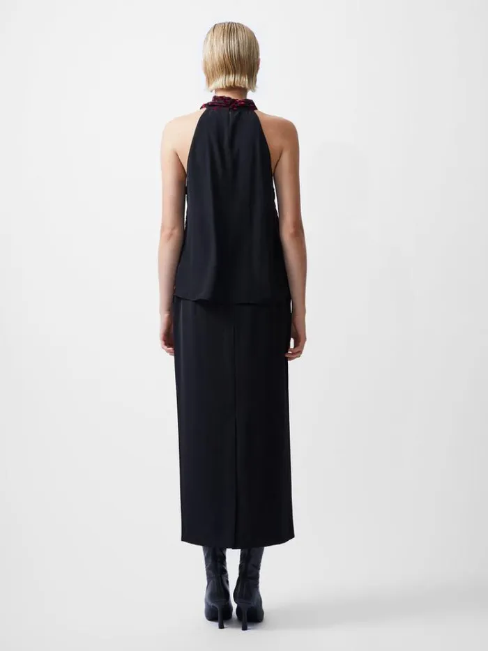 French Connection Tops Cadie Devore Halterneck Top Blackout Baked Cherr 8211 Woman