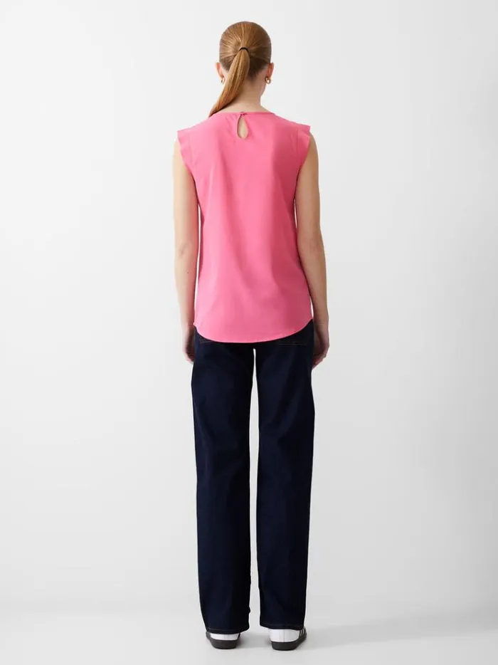 French Connection Tops Cap Sleeve Crepe Light Tank Top Camellia 8211 Woman