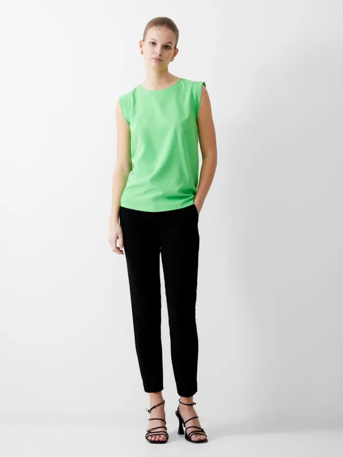 French Connection Tops Cap Sleeve Crepe Light Tank Top Poise Green 8211 Woman
