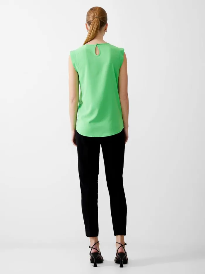 French Connection Tops Cap Sleeve Crepe Light Tank Top Poise Green 8211 Woman