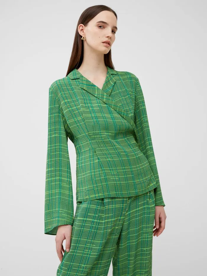 French Connection Tops Carmen Recycled Crepe Top Jelly Beanwasabi 8211 Woman