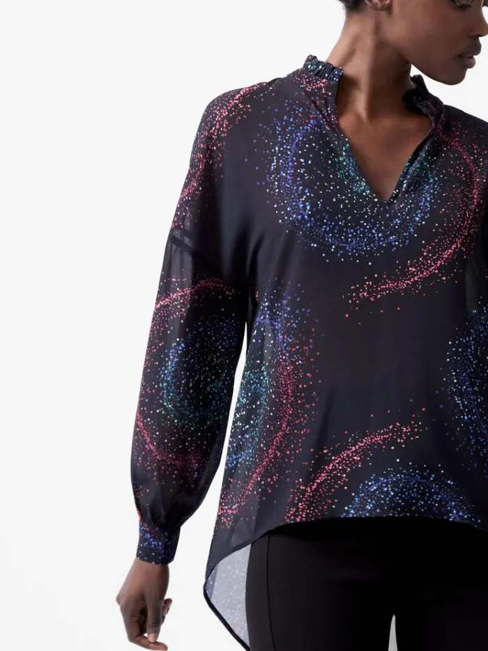French Connection Tops Cecily Estella Georgette Poet Blouse Blackout Multi 8211 Woman