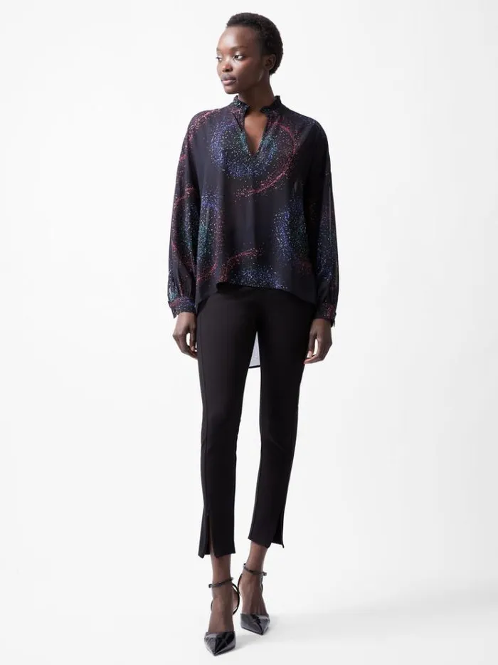 French Connection Tops Cecily Estella Georgette Poet Blouse Blackout Multi 8211 Woman