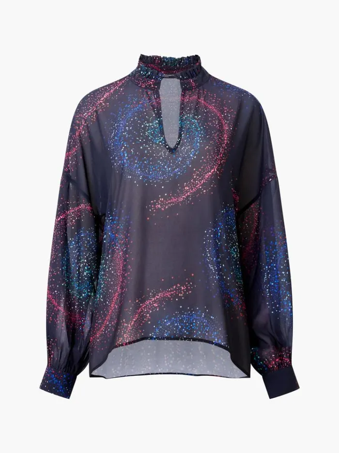 French Connection Tops Cecily Estella Georgette Poet Blouse Blackout Multi 8211 Woman