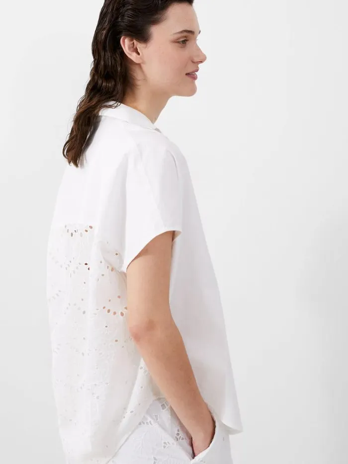 French Connection Tops Cele Cap Sleeve Broderie Popover Shirt Linen White 8211 Woman French Connection Tops Cele Cap Sleeve Broderie Popover Shirt Linen White 8211 Woman