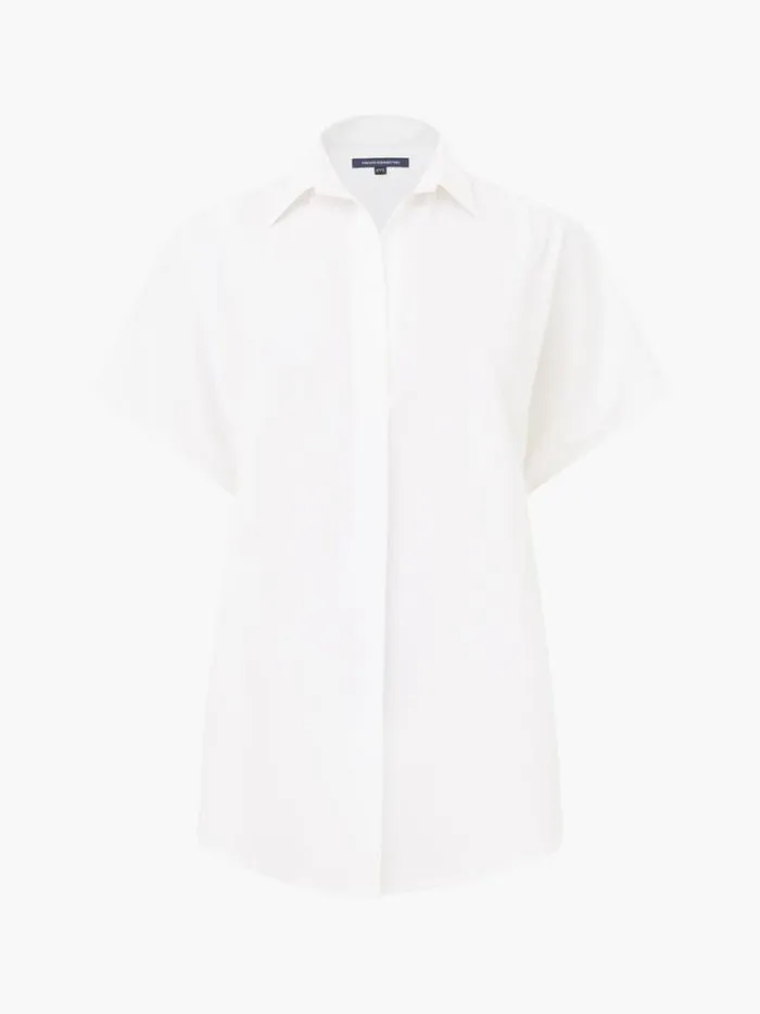 French Connection Tops Cele Cap Sleeve Broderie Popover Shirt Linen White 8211 Woman
