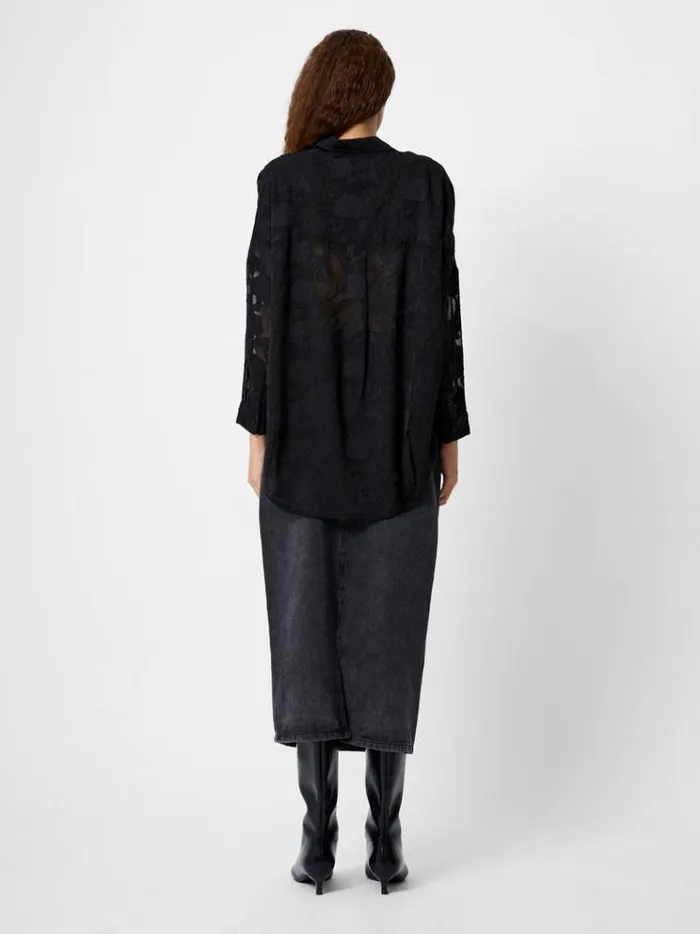 French Connection Tops Devore Satin Popover Shirt Black 8211 Woman
