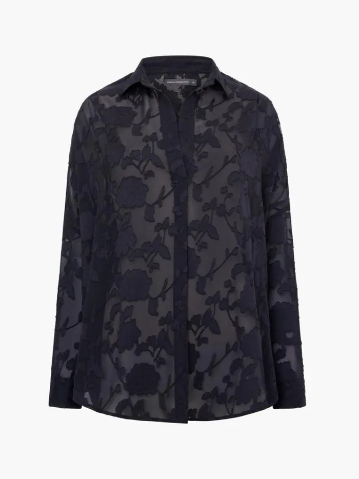 French Connection Tops Devore Satin Popover Shirt Black 8211 Woman
