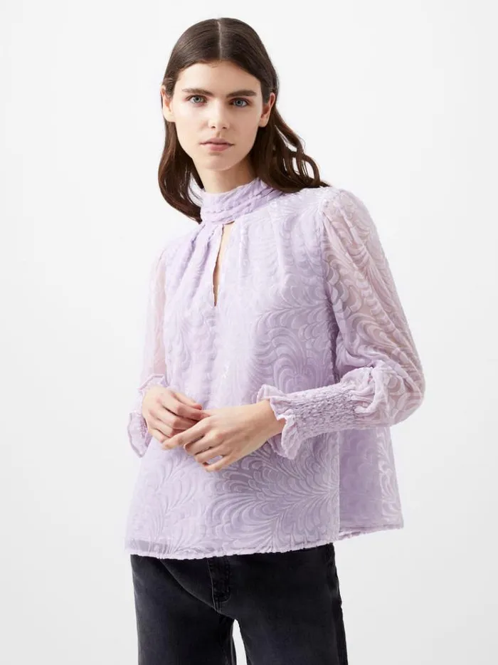 French Connection Tops Diandra Devore Long Sleeve High Neck Top Orchid Petal 8211 Woman French Connection Tops Diandra Devore Long Sleeve High Neck Top Orchid Petal 8211 Woman