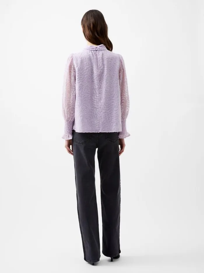 French Connection Tops Diandra Devore Long Sleeve High Neck Top Orchid Petal 8211 Woman