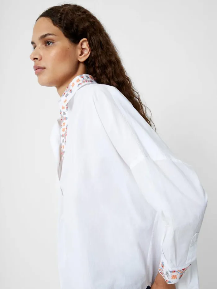 French Connection Tops Embroidered Long Sleeve Popover Shirt Whitemulti 8211 Woman French Connection Tops Embroidered Long Sleeve Popover Shirt Whitemulti 8211 Woman