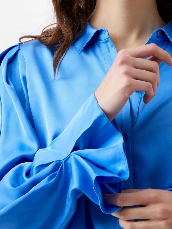 French Connection Tops Ennis Eco Satin Sleeve Detail Shirt Ultramarine 8211 Woman French Connection Tops Ennis Eco Satin Sleeve Detail Shirt Ultramarine 8211 Woman