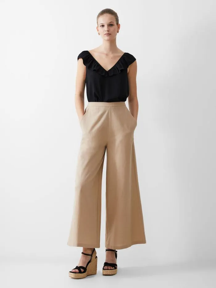 French Connection Tops Frill Sleeveless Crepe Light Top Black 8211 Woman