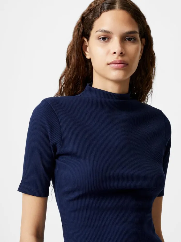 French Connection Tops Grown On Turtleneck Ribbed Top Midnight 8211 Woman