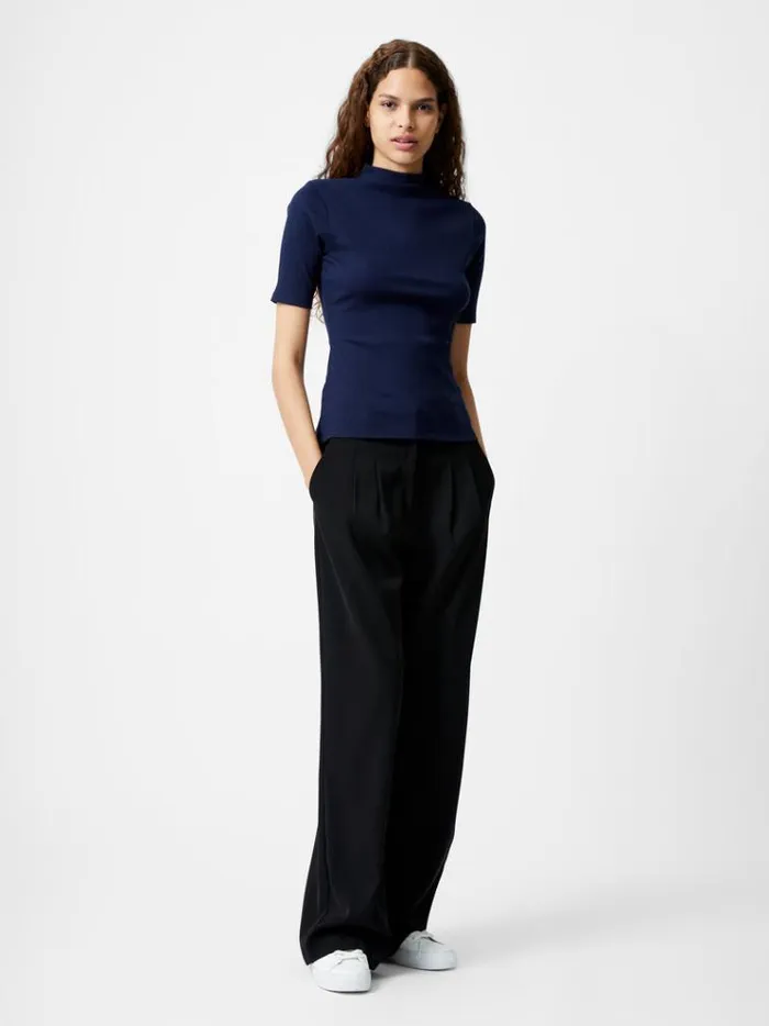 French Connection Tops Grown On Turtleneck Ribbed Top Midnight 8211 Woman