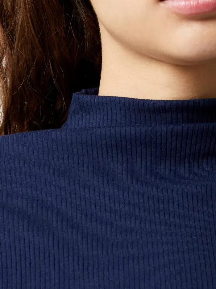 French Connection Tops Grown On Turtleneck Ribbed Top Midnight 8211 Woman