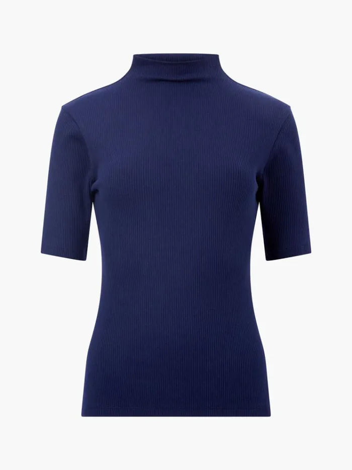 French Connection Tops Grown On Turtleneck Ribbed Top Midnight 8211 Woman