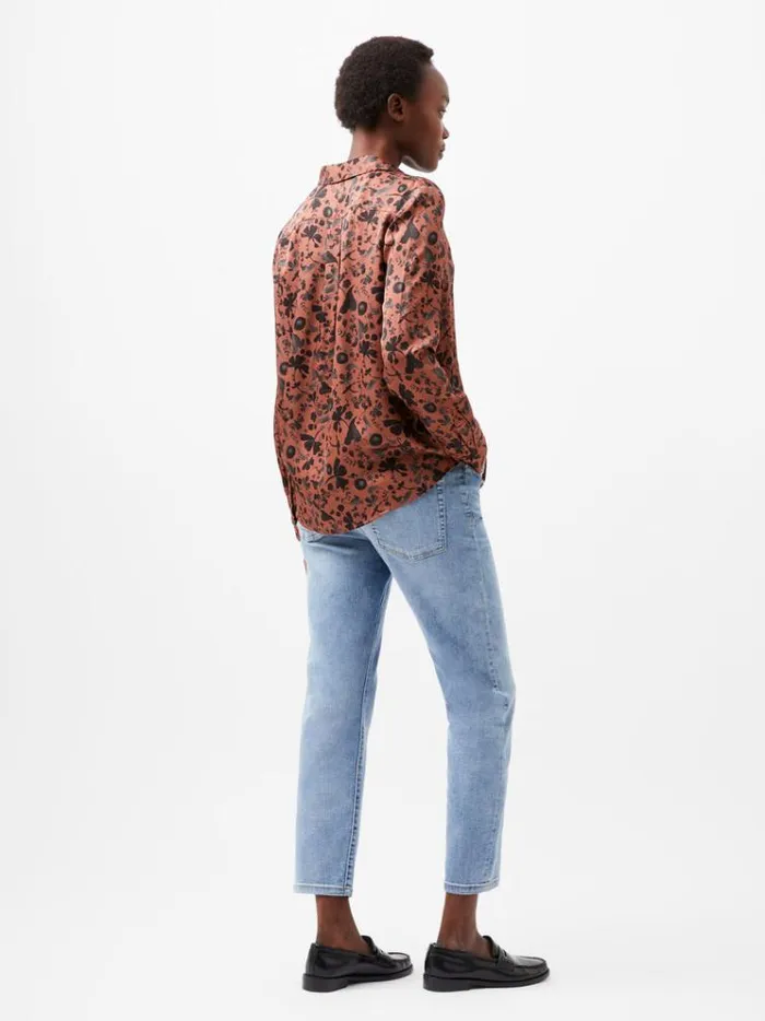 French Connection Tops Jeannie Ennis Eco Satin Shirt Russet Brown Multi 8211 Woman