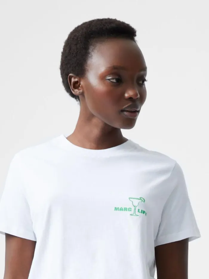 French Connection Tops Marg Life Graphic TShirt White 8211 Woman