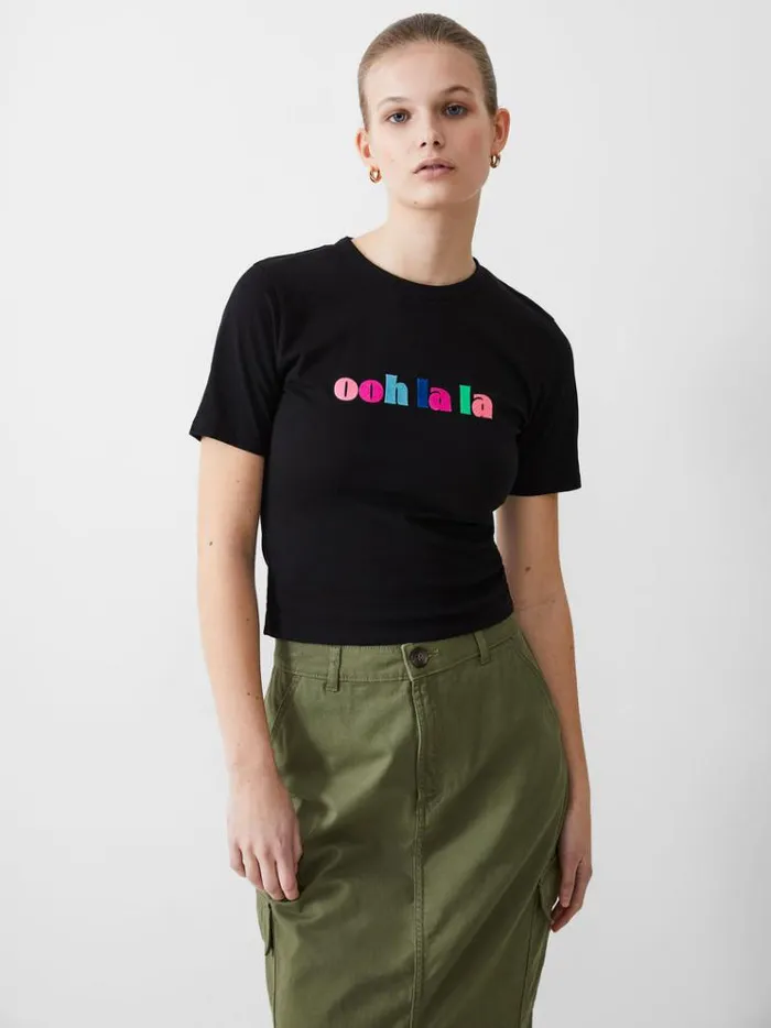 French Connection Tops Ooh La La Fitted TShirt Black 8211 Woman