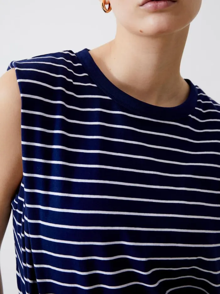 French Connection Tops Padded Shoulder Stripe Tank Top Dk Navywhite 8211 Woman